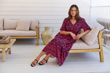 Load image into Gallery viewer, Nyla Navy/Pink/Red V Neck Maxi Dress