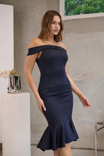 Load image into Gallery viewer, Juliette Off Shoulder Fishtail Ink Evening Dress