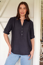 Load image into Gallery viewer, McKenzie Black Long Sleeve Johnny Collar Shirt