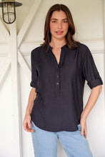 Load image into Gallery viewer, McKenzie Black Long Sleeve Johnny Collar Shirt