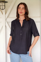 Load image into Gallery viewer, McKenzie Black Long Sleeve Johnny Collar Shirt