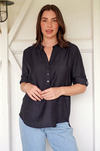 Load image into Gallery viewer, McKenzie Black Long Sleeve Johnny Collar Shirt