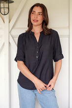 Load image into Gallery viewer, McKenzie Black Long Sleeve Johnny Collar Shirt