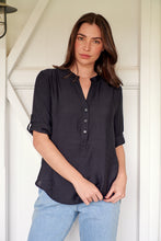 Load image into Gallery viewer, McKenzie Black Long Sleeve Johnny Collar Shirt