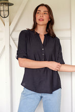 Load image into Gallery viewer, McKenzie Black Long Sleeve Johnny Collar Shirt