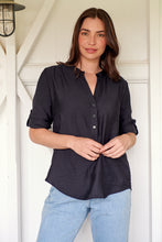Load image into Gallery viewer, McKenzie Black Long Sleeve Johnny Collar Shirt