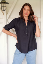 Load image into Gallery viewer, McKenzie Black Long Sleeve Johnny Collar Shirt