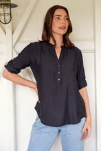 Load image into Gallery viewer, McKenzie Black Long Sleeve Johnny Collar Shirt