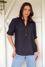 Load image into Gallery viewer, McKenzie Black Long Sleeve Johnny Collar Shirt