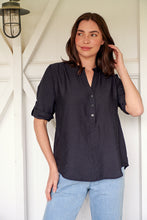 Load image into Gallery viewer, McKenzie Black Long Sleeve Johnny Collar Shirt