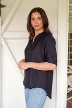 Load image into Gallery viewer, McKenzie Black Long Sleeve Johnny Collar Shirt