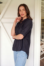 Load image into Gallery viewer, McKenzie Black Long Sleeve Johnny Collar Shirt