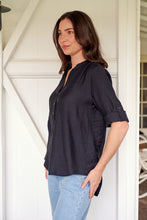 Load image into Gallery viewer, McKenzie Black Long Sleeve Johnny Collar Shirt