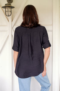 McKenzie Black Long Sleeve Johnny Collar Shirt
