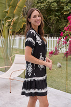 Load image into Gallery viewer, Rosie Black/White Bold Print Smock Dress