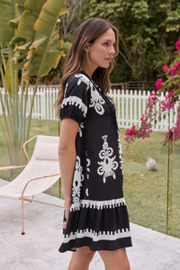 Rosie Black/White Bold Print Smock Dress
