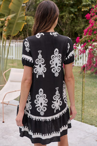 Rosie Black/White Bold Print Smock Dress