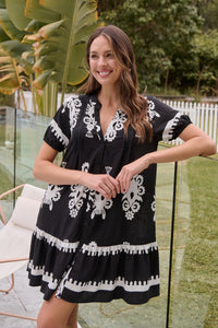 Rosie Black/White Bold Print Smock Dress