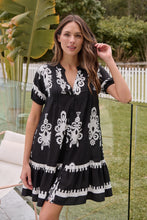 Load image into Gallery viewer, Rosie Black/White Bold Print Smock Dress