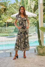 Load image into Gallery viewer, Leilani Black/White Palm Print Summer Maxi Dress