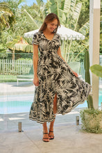 Load image into Gallery viewer, Leilani Black/White Palm Print Summer Maxi Dress
