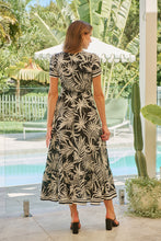 Load image into Gallery viewer, Leilani Black/White Palm Print Summer Maxi Dress