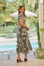Load image into Gallery viewer, Leilani Black/White Palm Print Summer Maxi Dress