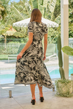 Load image into Gallery viewer, Leilani Black/White Palm Print Summer Maxi Dress