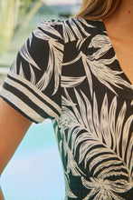 Load image into Gallery viewer, Leilani Black/White Palm Print Summer Maxi Dress