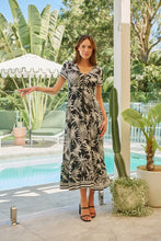 Load image into Gallery viewer, Leilani Black/White Palm Print Summer Maxi Dress