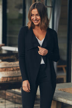 Load image into Gallery viewer, Heidi Black Waterfall Short Cardigan