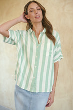 Load image into Gallery viewer, Apollo Green/White Stripe Button Shirt