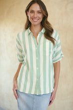 Load image into Gallery viewer, Apollo Green/White Stripe Button Shirt