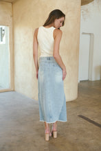 Load image into Gallery viewer, Bella Light Wash Split Front Denim Midi Skirt