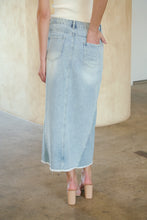 Load image into Gallery viewer, Bella Light Wash Split Front Denim Midi Skirt