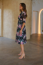 Load image into Gallery viewer, Piper Black/Purple Mesh Cross Over Dress