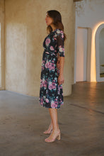 Load image into Gallery viewer, Piper Black/Purple Mesh Cross Over Dress