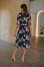 Load image into Gallery viewer, Piper Black/Purple Mesh Cross Over Dress