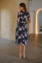 Load image into Gallery viewer, Piper Black/Purple Mesh Cross Over Dress