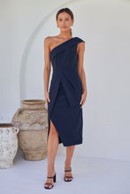 Load image into Gallery viewer, Eleanor One Shoulder Navy Evening Dress