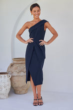 Load image into Gallery viewer, Eleanor One Shoulder Navy Evening Dress