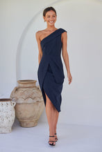 Load image into Gallery viewer, Eleanor One Shoulder Navy Evening Dress