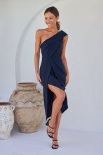 Load image into Gallery viewer, Eleanor One Shoulder Navy Evening Dress