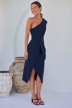 Load image into Gallery viewer, Eleanor One Shoulder Navy Evening Dress