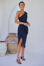 Load image into Gallery viewer, Eleanor One Shoulder Navy Evening Dress
