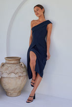 Load image into Gallery viewer, Eleanor One Shoulder Navy Evening Dress
