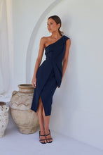 Load image into Gallery viewer, Eleanor One Shoulder Navy Evening Dress