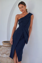 Load image into Gallery viewer, Eleanor One Shoulder Navy Evening Dress