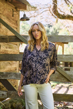 Load image into Gallery viewer, Kiara Navy/Beige Floral Print Johnny Collar Shirt