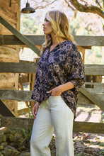 Load image into Gallery viewer, Kiara Navy/Beige Floral Print Johnny Collar Shirt